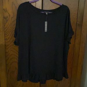 The Limited black knit top with ruffle detail